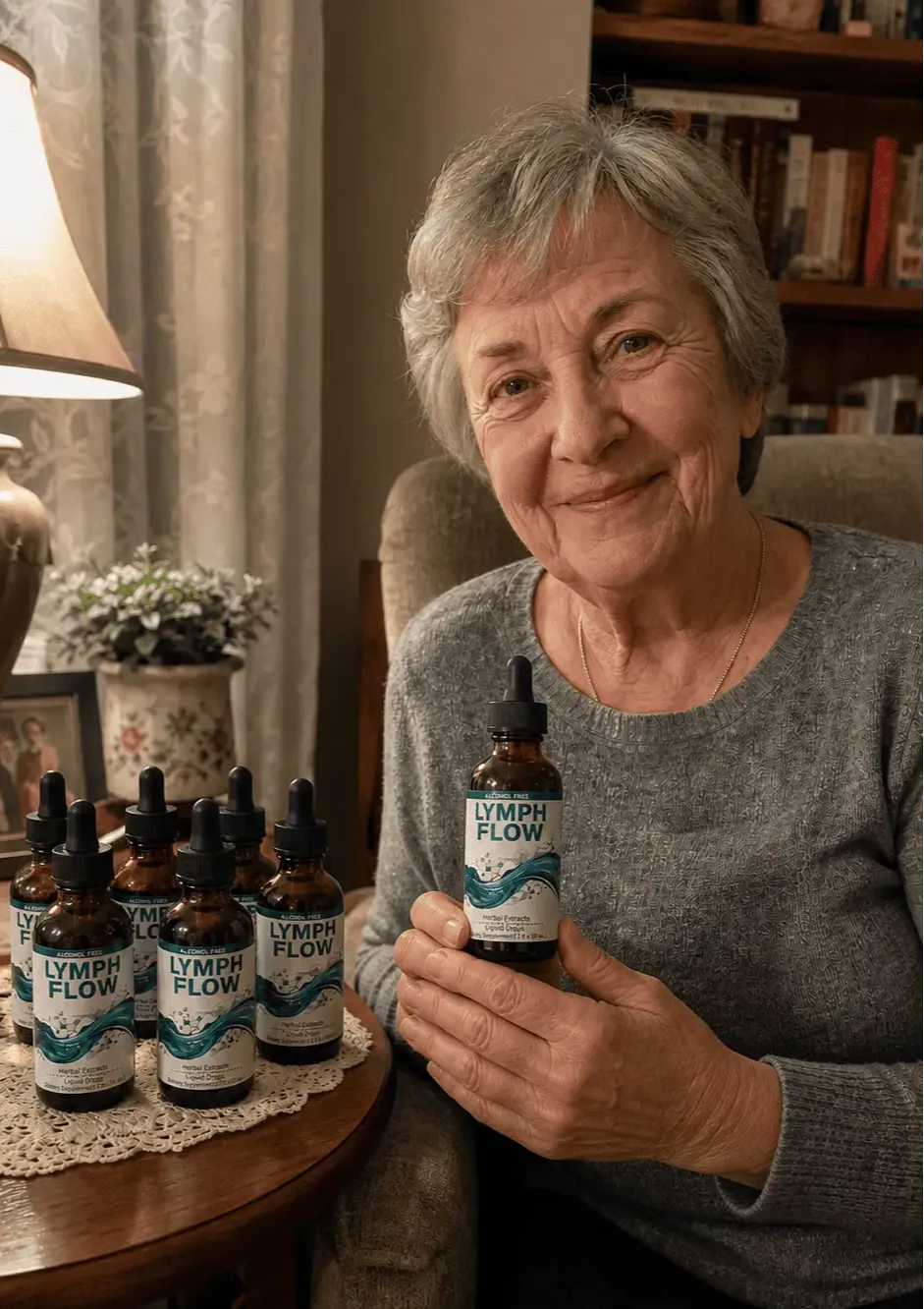 Lymph Flow botanical drops — sublingual liquid drainage formula in customer's hand