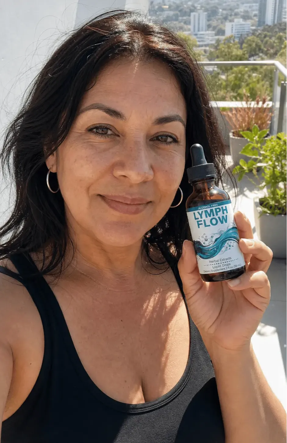 Rebecca H. verified Lymph Flow customer review — reduced bloating and lighter legs